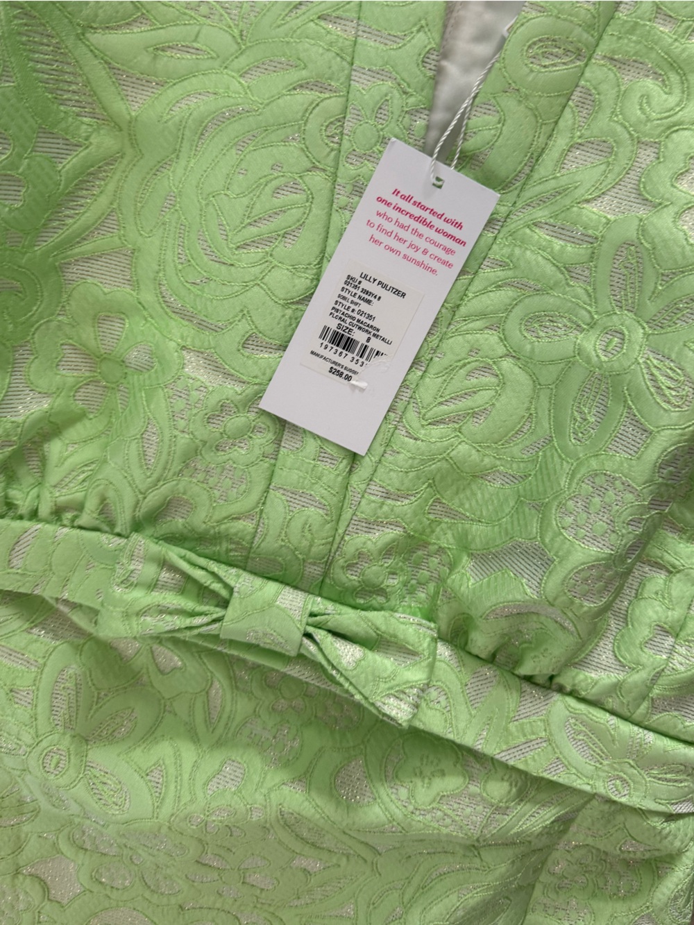 Lilly Pulitzer, NWTs sobel  Sleeveless Lime Jacquard shift Dress, pistachio sz 8 - Picture 6 of 6